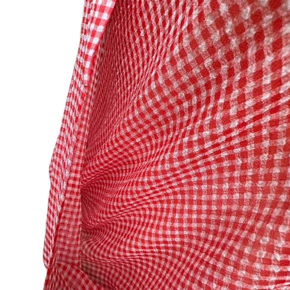 Hot & Delicious Gingham Top Wrap Red White Semi Sheer Small S NWT - Picture 12 of 13